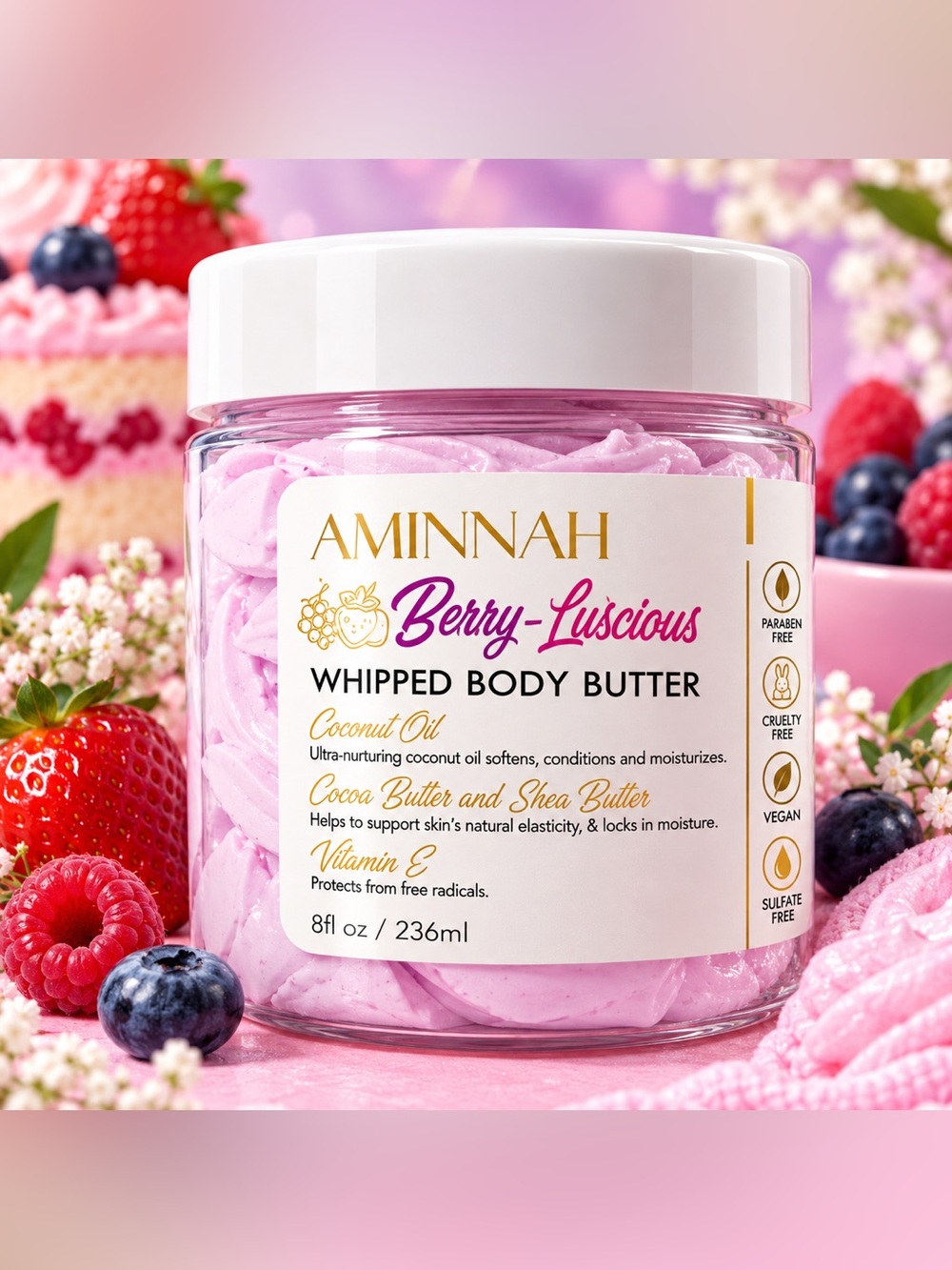 Aminnah Berry-Luscious Whipped Body Butter